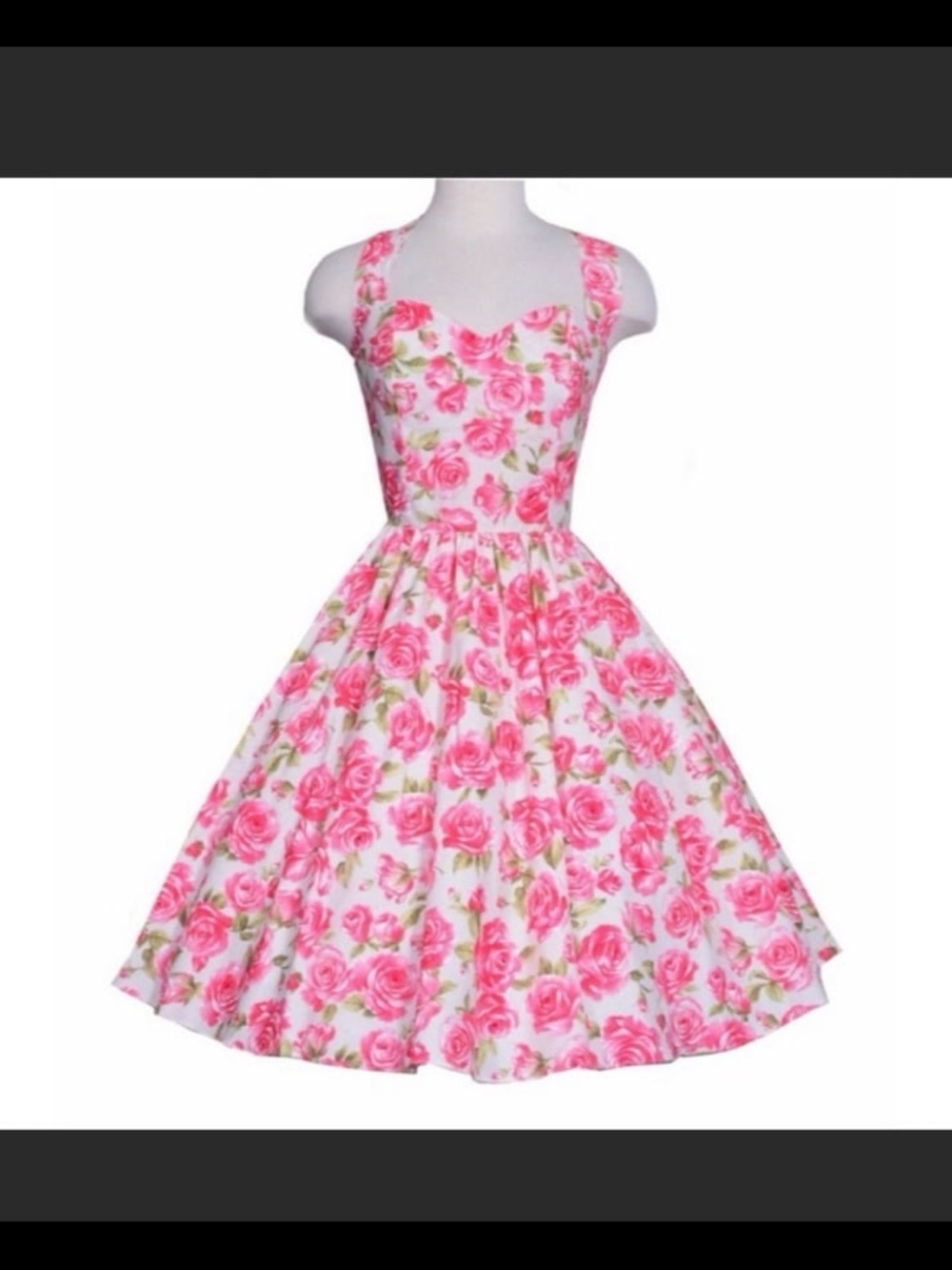 Bernie Dexter Pink Rose Print Vintage-Style Swing Dress S